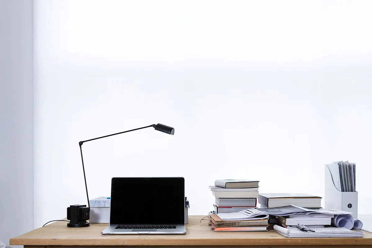 Organized work desk setup for remote work
