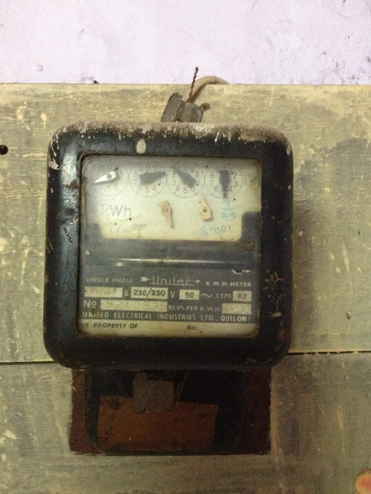 Analog electric meter measuring residential power consumption